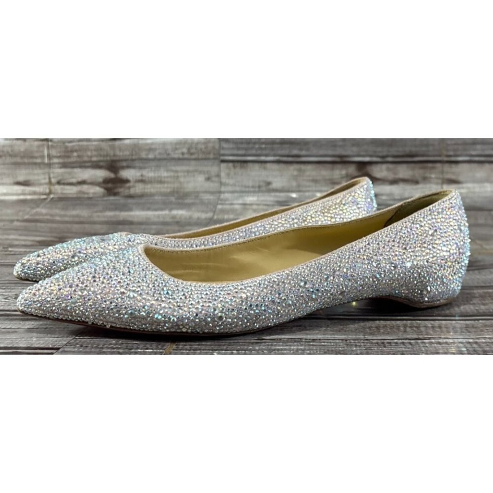 Christian Louboutin Silver Crystal Embellished Flats